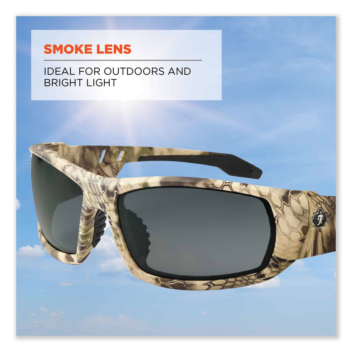 ergodyne Skullerz Odin Safety Glasses, Kryptek Highlander Nylon Impact Frame, Smoke Polycarbonate Lens (50330)