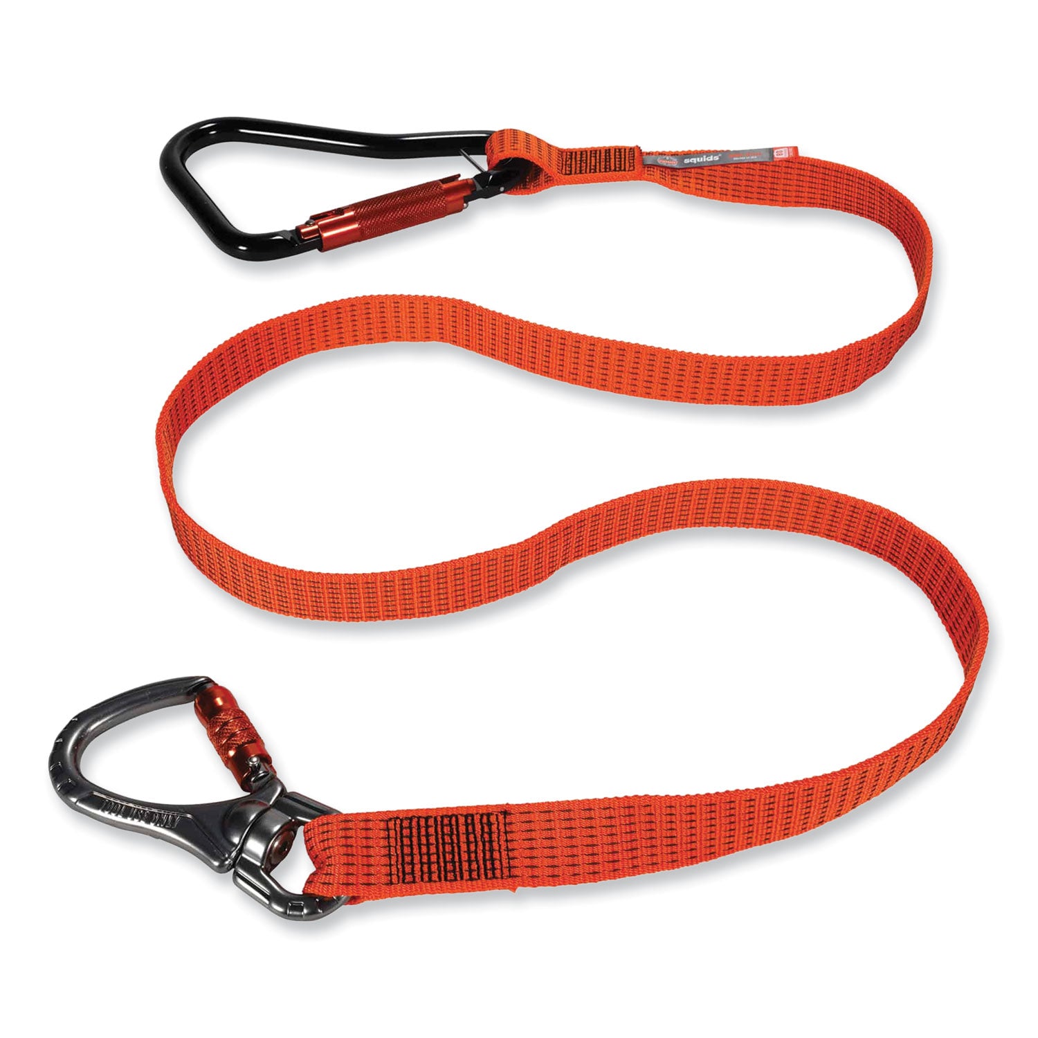 ergodyne Squids 3149 Tool Lanyard with XL + Swivel Carabiners, 80 lb Max Work Capacity, 76" Long, Orange/Black (19149)