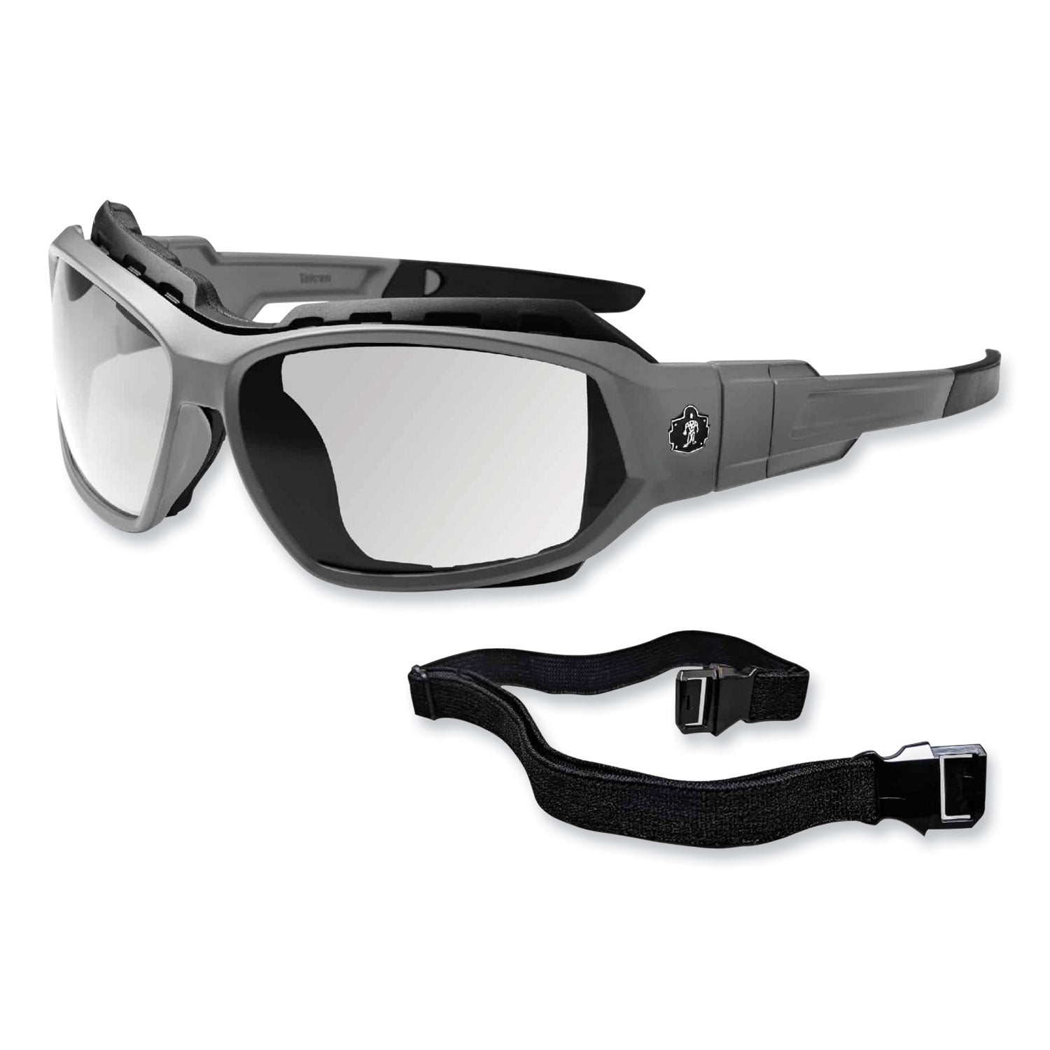 ergodyne Skullerz Loki Safety Glasses/Goggles, Matte Gray Nylon Impact Frame, Anti-Fog Clear Polycarb Lens (56103)