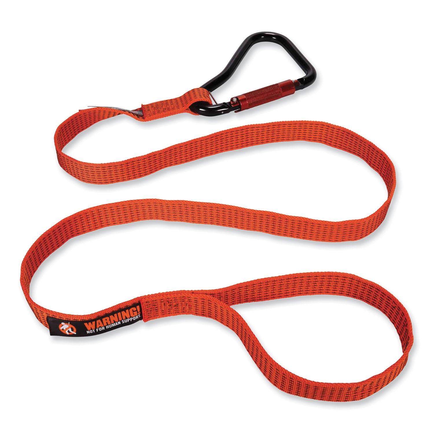 ergodyne Squids 3148 Tool Lanyard with XL Carabiner + Threaded Loop, 80 lb Max Working Capacity, 76" Long, Orange/Black (19148)