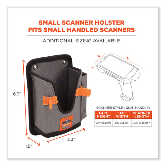 ergodyne Squids 5543 Handheld Barcode Scanner Mount Holder with Fastener Straps, 2 Compartments, 3.5 x 1.5 x 6.3, Gray (19184)