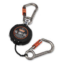 ergodyne Squids 3011 Retractable Lanyard with Tool + Swivel Anchor Carabiners, 8 lb Max Working Capacity, 48" Long, Black (19311)