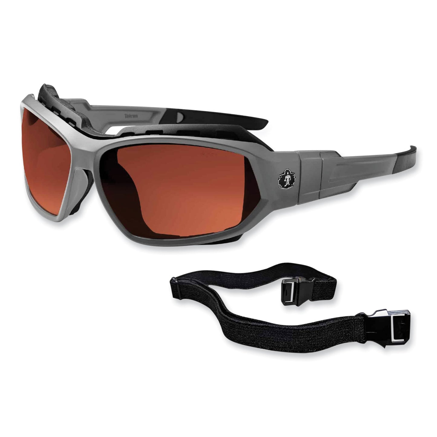 ergodyne Skullerz Loki Safety Glasses/Goggles, Gray Nylon Impact Frame, Polarized Copper Polycarbonate Lens (56121)