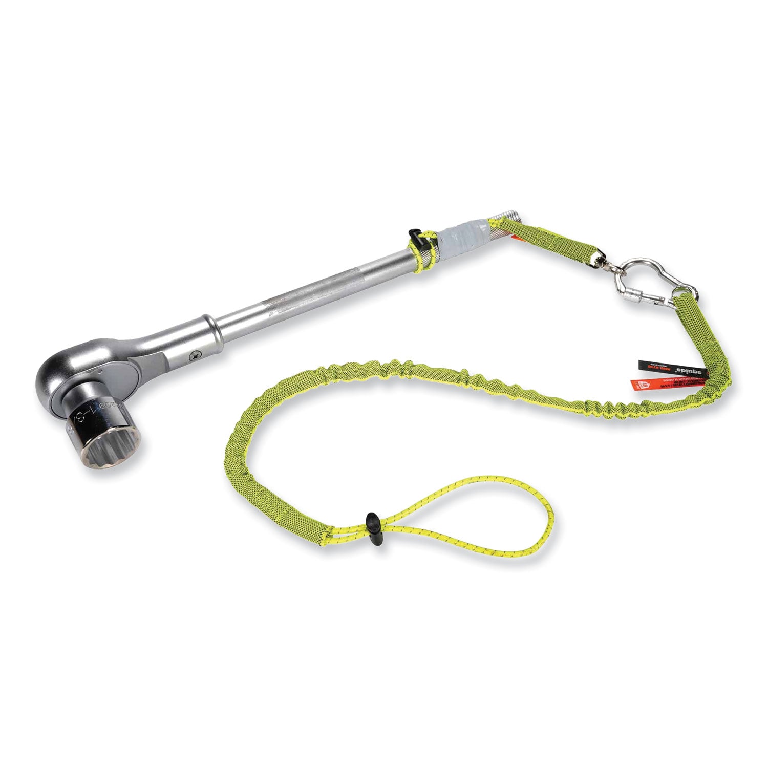 ergodyne Squids 3100 Lanyard with Aluminum Carabiner + Cinch-Loop, 10 lb Max Working Capacity, 35" to 45" Long, Lime (19003)