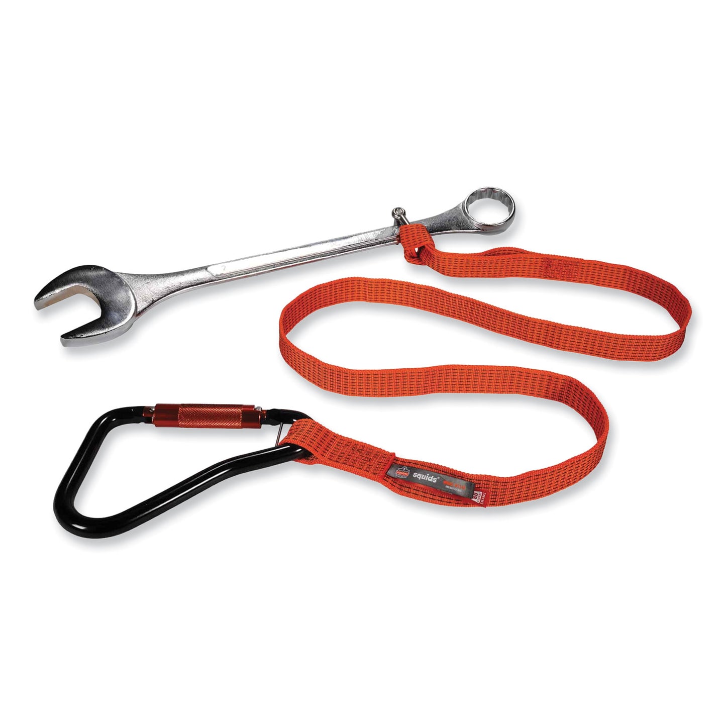 ergodyne Squids 3148 Tool Lanyard with XL Carabiner + Threaded Loop, 80 lb Max Working Capacity, 76" Long, Orange/Black (19148)