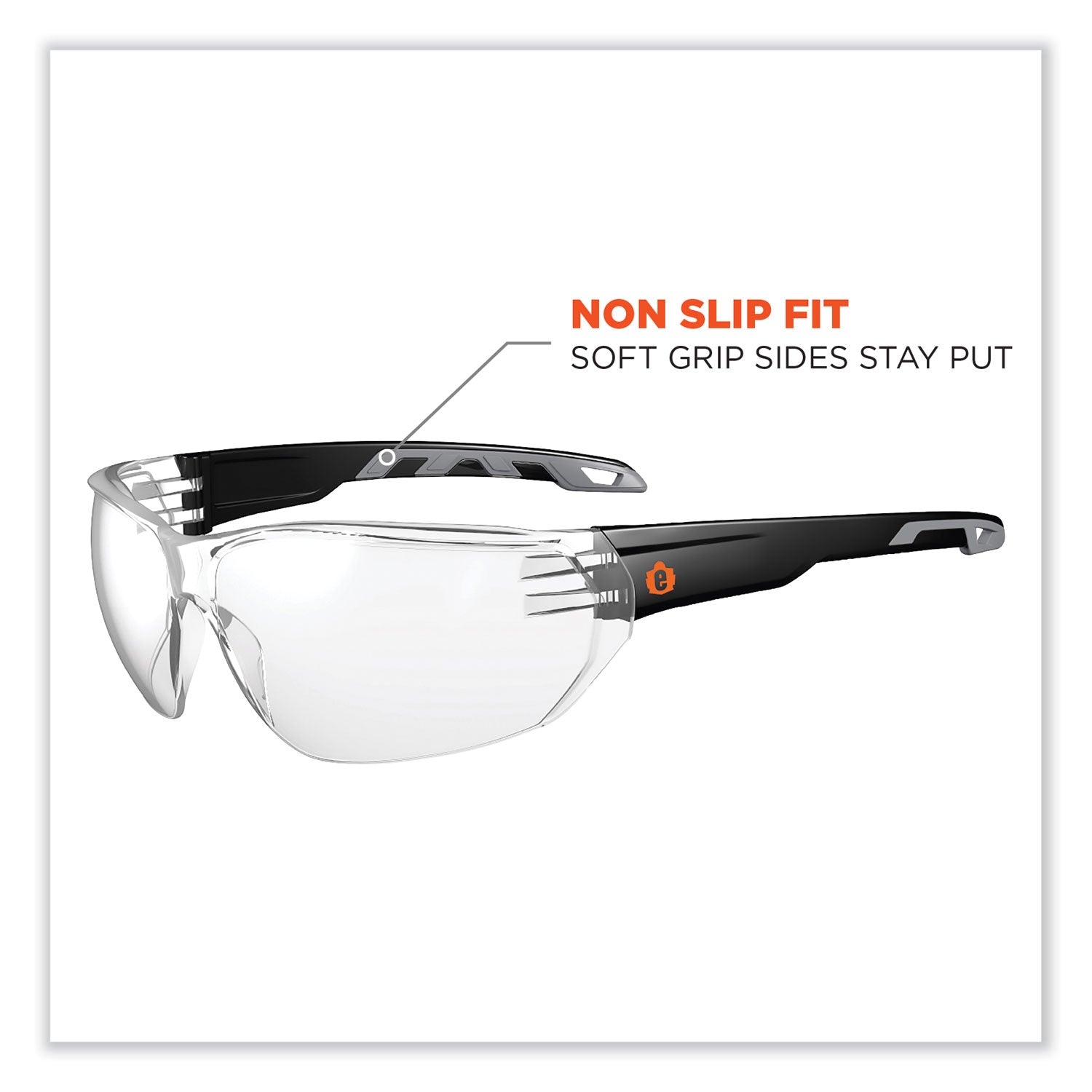 ergodyne Skullerz Vali Frameless Safety Glasses, Black Nylon Impact Frame, Anti-Fog Clear Polycarbonate Lens (59203)