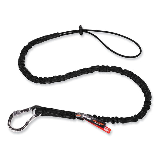 ergodyne Squids 3100 Lanyard with Aluminum Carabiner + Cinch-Loop, 10 lb Max Working Capacity, 42" to 54" Long, Black (19012)