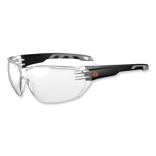 ergodyne Skullerz Vali Frameless Safety Glasses, Black Nylon Impact Frame, Anti-Fog Clear Polycarbonate Lens (59203)