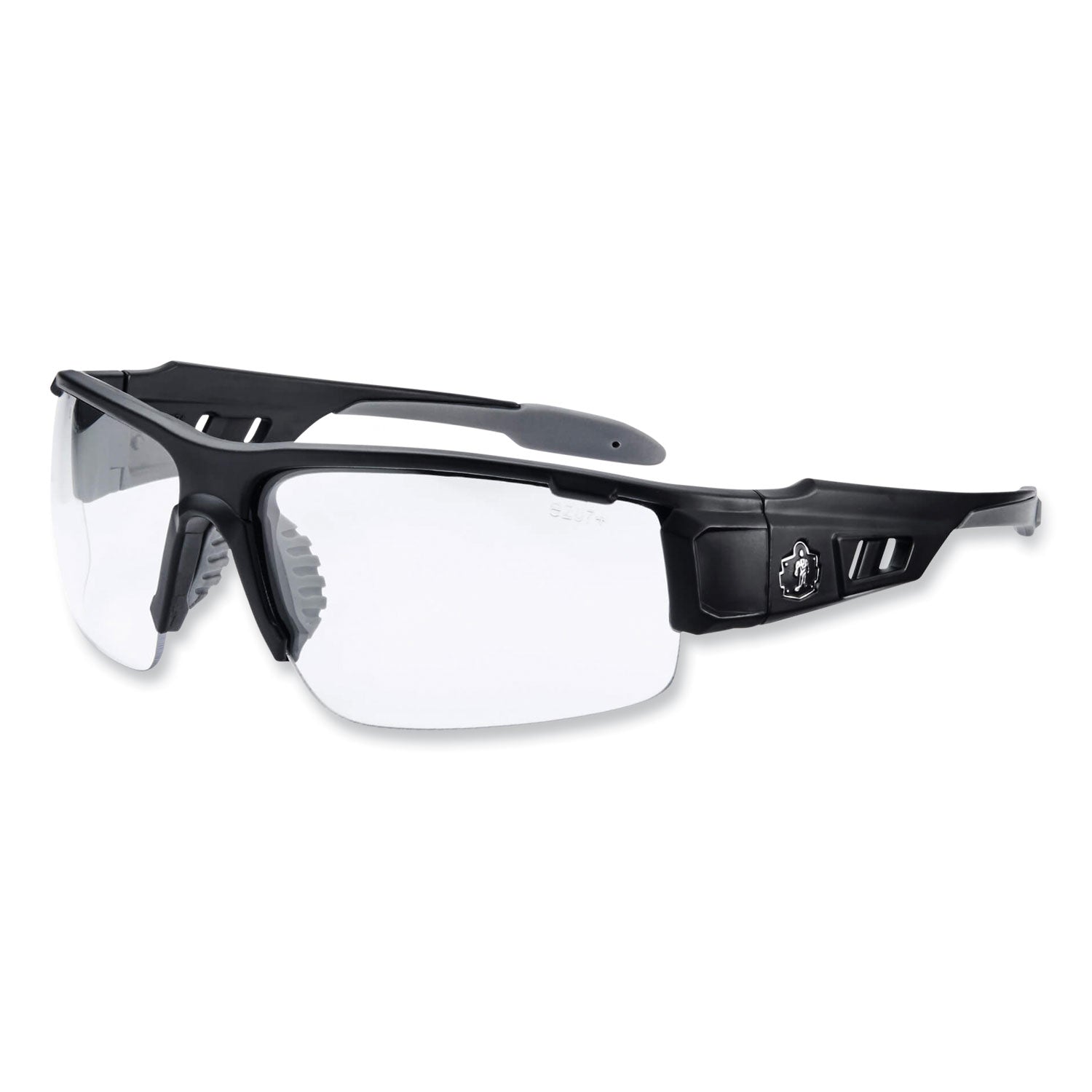 ergodyne Skullerz Dagr Safety Glasses, Matte Black Nylon Impact Frame, Anti-Fog Clear Polycarbonate Lens (52403)