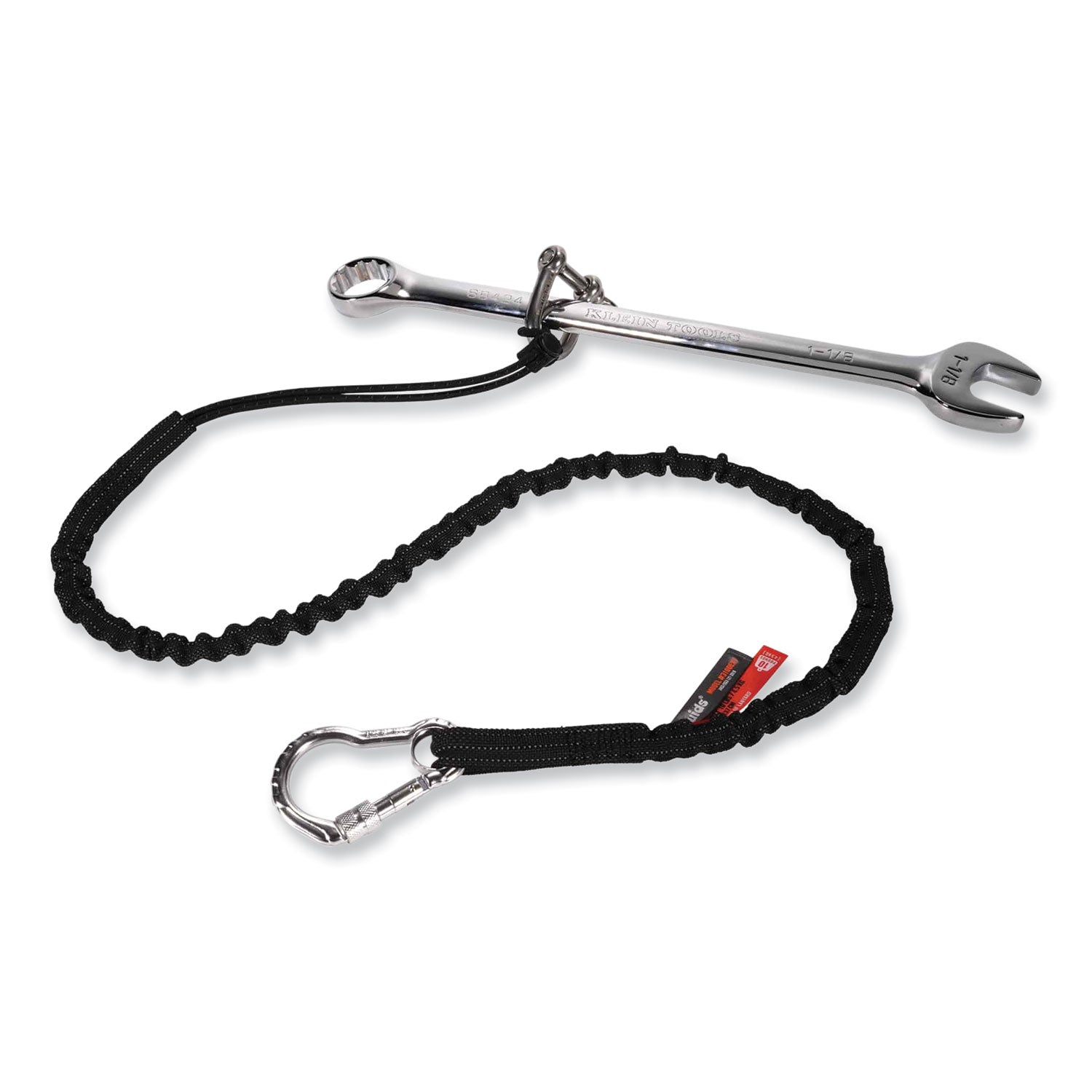 ergodyne Squids 3100 Lanyard with Aluminum Carabiner + Cinch-Loop, 10 lb Max Working Capacity, 42" to 54" Long, Black (19012)