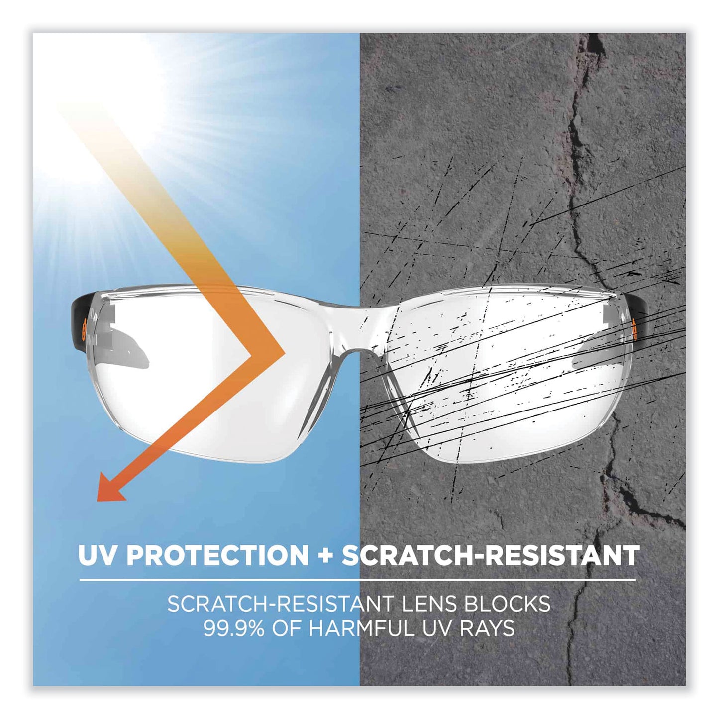 ergodyne Skullerz Vali Frameless Safety Glasses, Black Nylon Impact Frame, Anti-Fog Clear Polycarbonate Lens (59203)