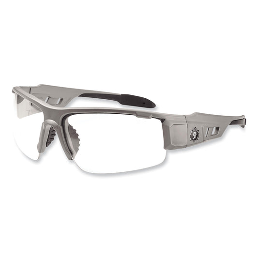 ergodyne Skullerz Dagr Safety Glasses, Matte Gray Nylon Impact Frame, Anti-Fog Clear Polycarbonate Lens (52103)