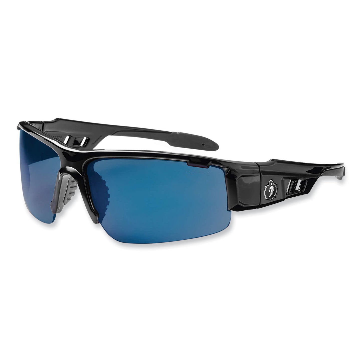 ergodyne Skullerz Dagr Safety Glasses, Black Nylon Impact Frame, Blue Mirror Polycarbonate Lens (52092)