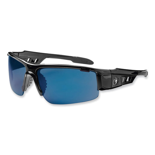 ergodyne Skullerz Dagr Safety Glasses, Black Nylon Impact Frame, Blue Mirror Polycarbonate Lens (52092)