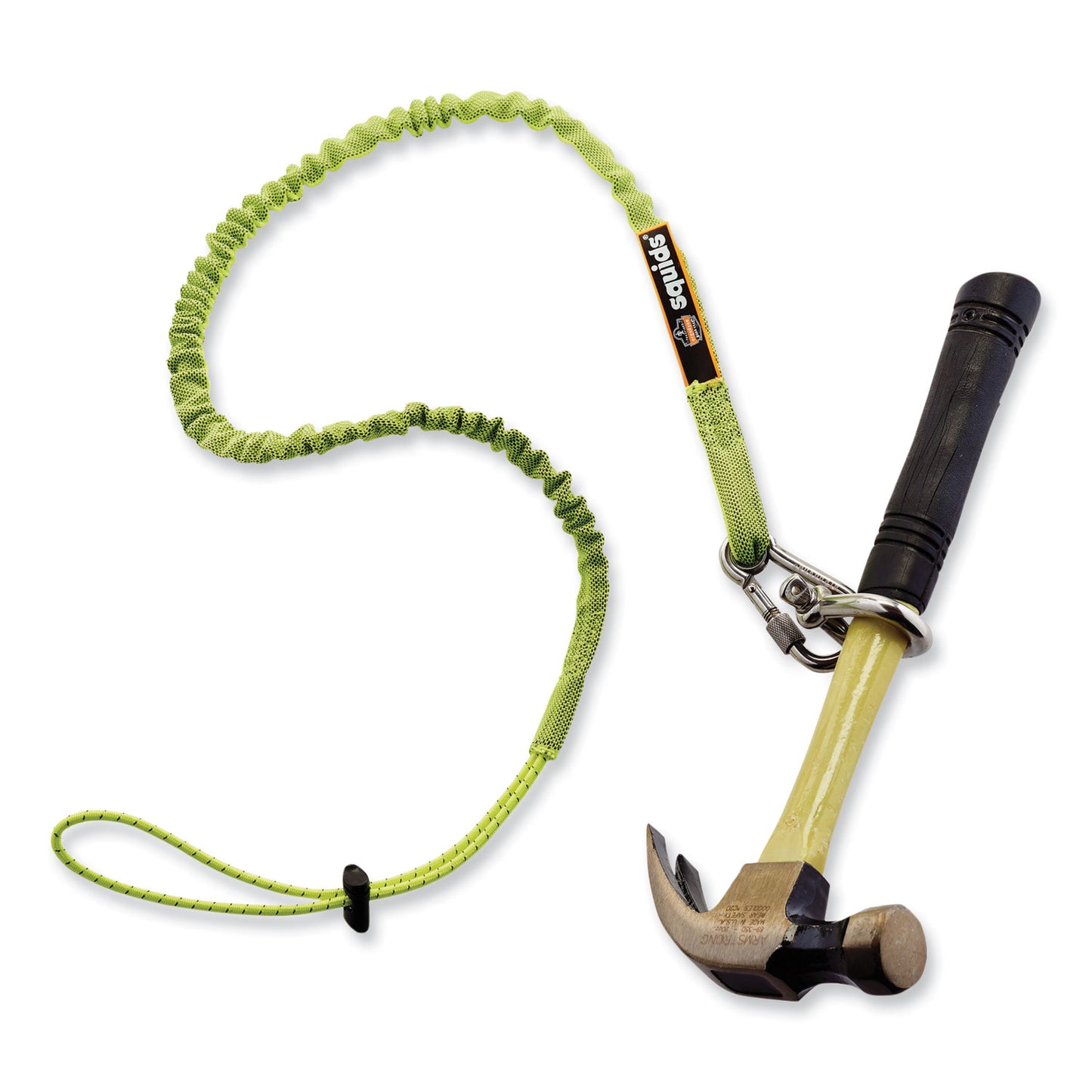 ergodyne Squids 3101 Lanyard with Stainless Steel Carabiner + Cinch-Loop, 15 lb Max Working Capacity, 42" to 54" Long, Lime (19017)