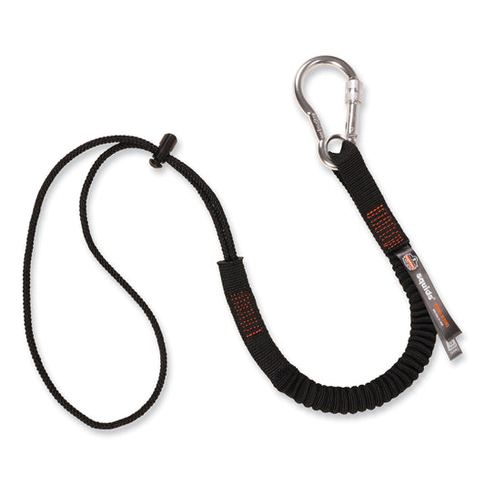 ergodyne Squids 3105 Tool Lanyard with Aluminum Carabiner + Cinch-Loop, 15 lb Max Working Capacity, 32" to 48" Long, Black (19005)