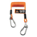 ergodyne Squids 3130M Coiled Cable Lanyard with Carabiners, 5 lb Max Working Capacity, 6.5" to 48" Long, Orange (19131)