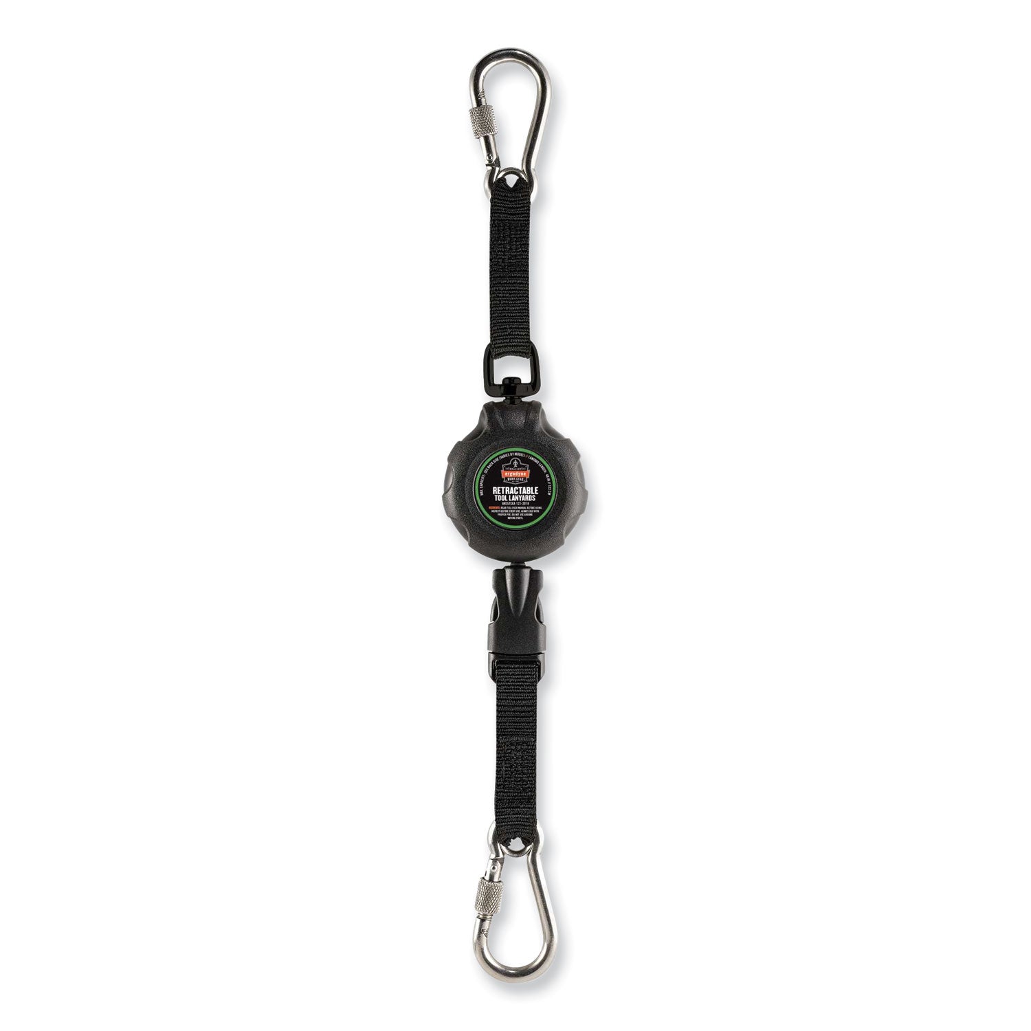 ergodyne Squids 3000 Retractable Tool Lanyard with Carabiner Anchor, 1 lb Working Capacity, 48" Long, Black (19300)