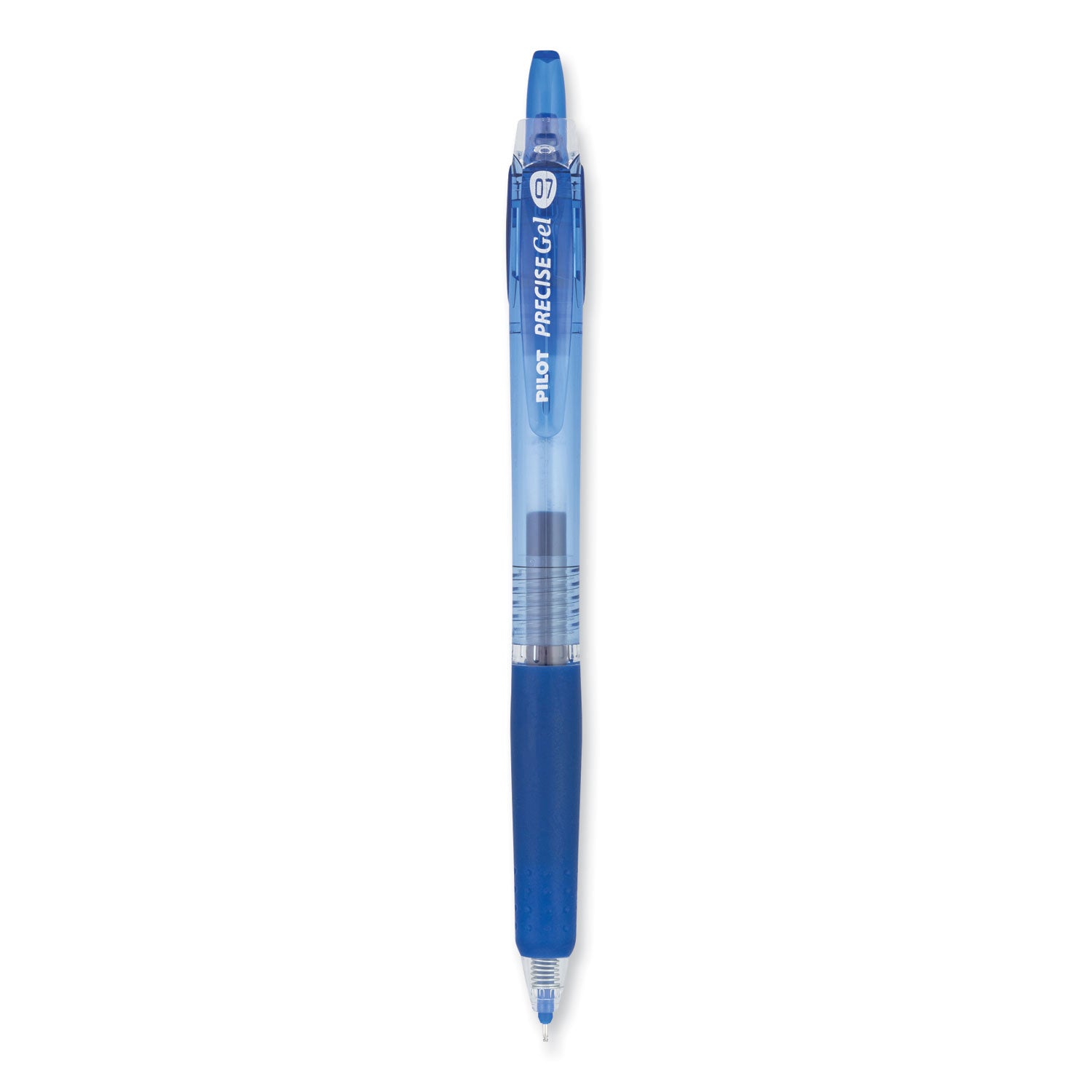 Pilot Precise Gel BeGreen Gel Pen, Retractable, Fine 0.7 mm, Blue Ink, Translucent Blue Barrel, Dozen (15002)