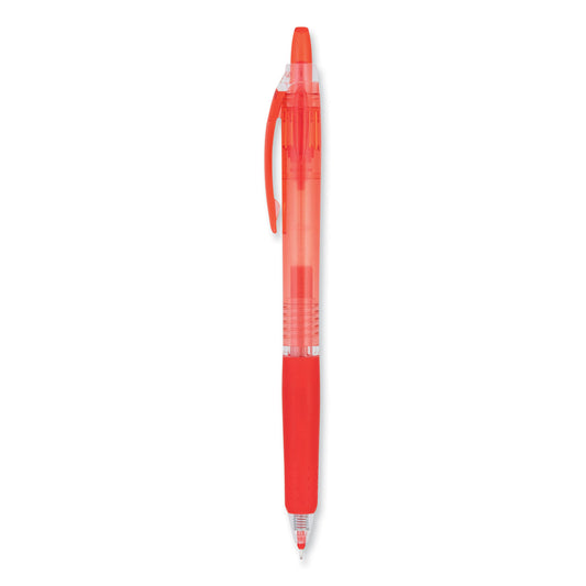 Pilot Precise Gel BeGreen Gel Pen, Retractable, Fine 0.7 mm, Red Ink, Translucent Red Barrel, Dozen (15003)