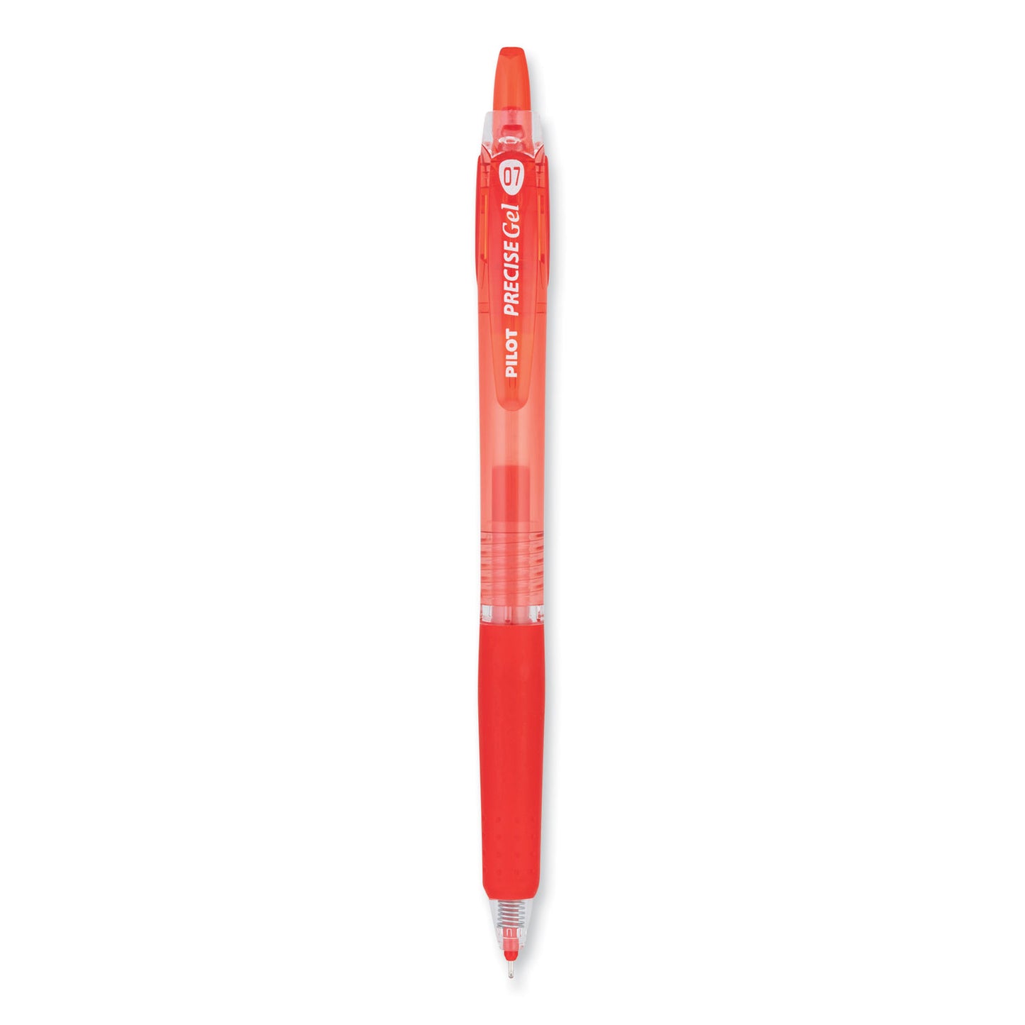 Pilot Precise Gel BeGreen Gel Pen, Retractable, Fine 0.7 mm, Red Ink, Translucent Red Barrel, Dozen (15003)