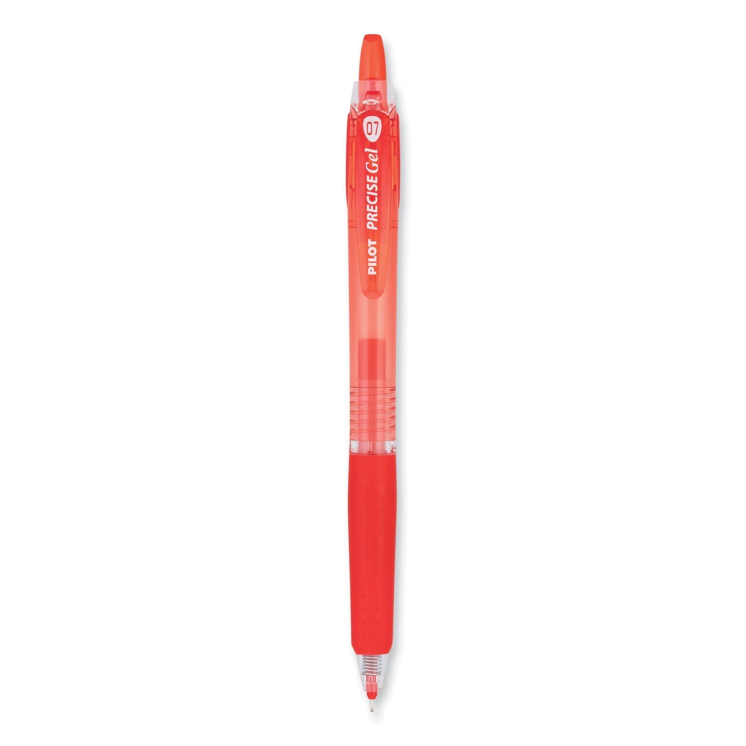 Pilot Precise Gel BeGreen Gel Pen, Retractable, Fine 0.7 mm, Red Ink, Translucent Red Barrel, Dozen (15003)