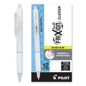 Pilot FriXion Clicker Design Erasable Gel Pen, Retractable, Extra-Fine 0.5 mm, Black Ink, White Barrel, Dozen (15128)