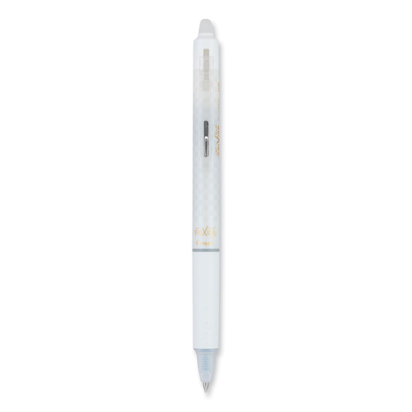 Pilot FriXion Clicker Design Erasable Gel Pen, Retractable, Extra-Fine 0.5 mm, Black Ink, White Barrel, Dozen (15128)