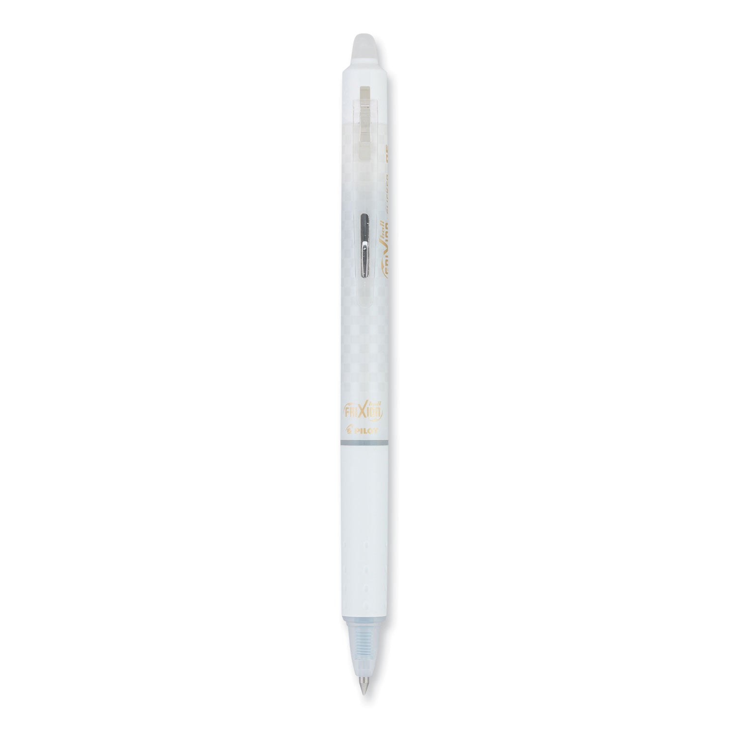 Pilot FriXion Clicker Design Erasable Gel Pen, Retractable, Extra-Fine 0.5 mm, Black Ink, White Barrel, Dozen (15128)