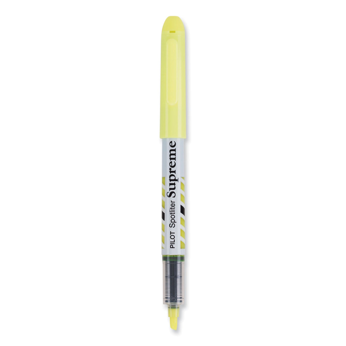 Pilot Spotliter Supreme Highlighter, Fluorescent Yellow Ink, Chisel Tip, Yellow/White Barrel, Dozen (16008)