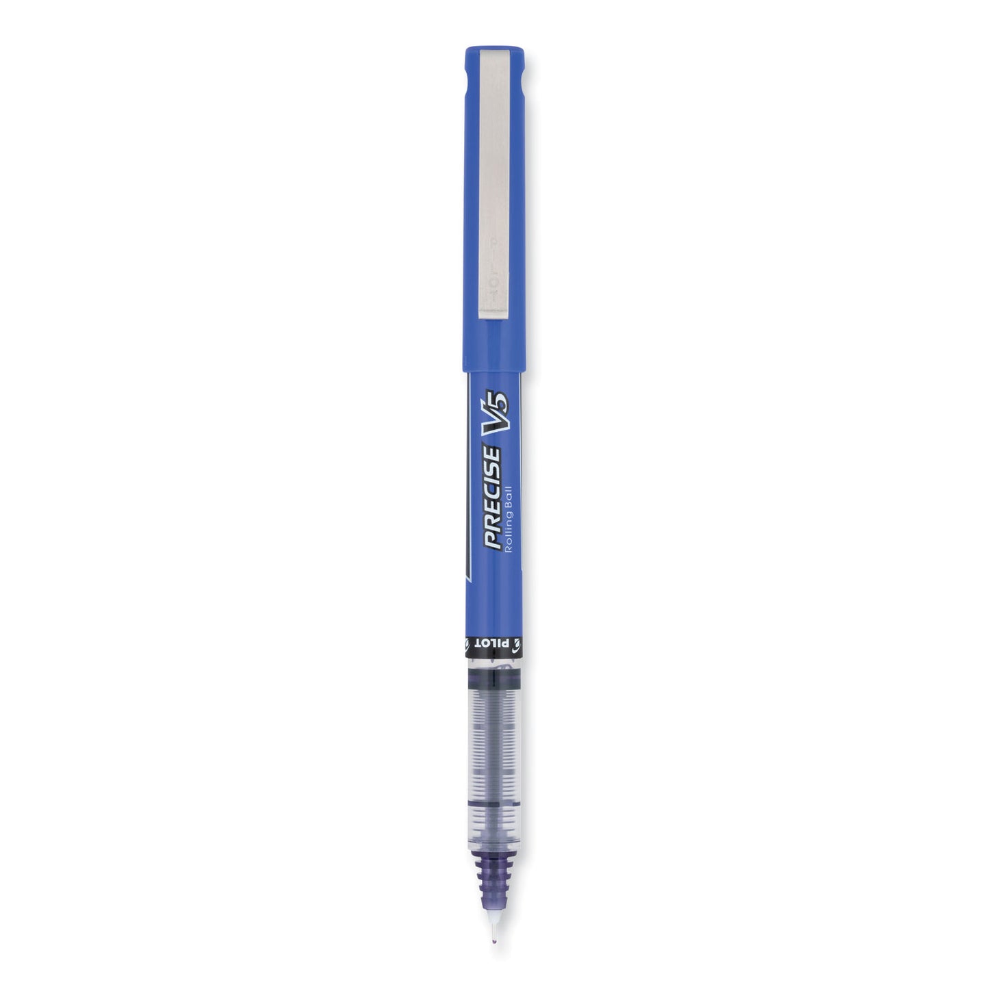 Pilot Precise V5 Roller Ball Pen, Stick, Extra-Fine 0.5 mm, Purple Ink, Purple/Clear Barrel, Dozen (25106)