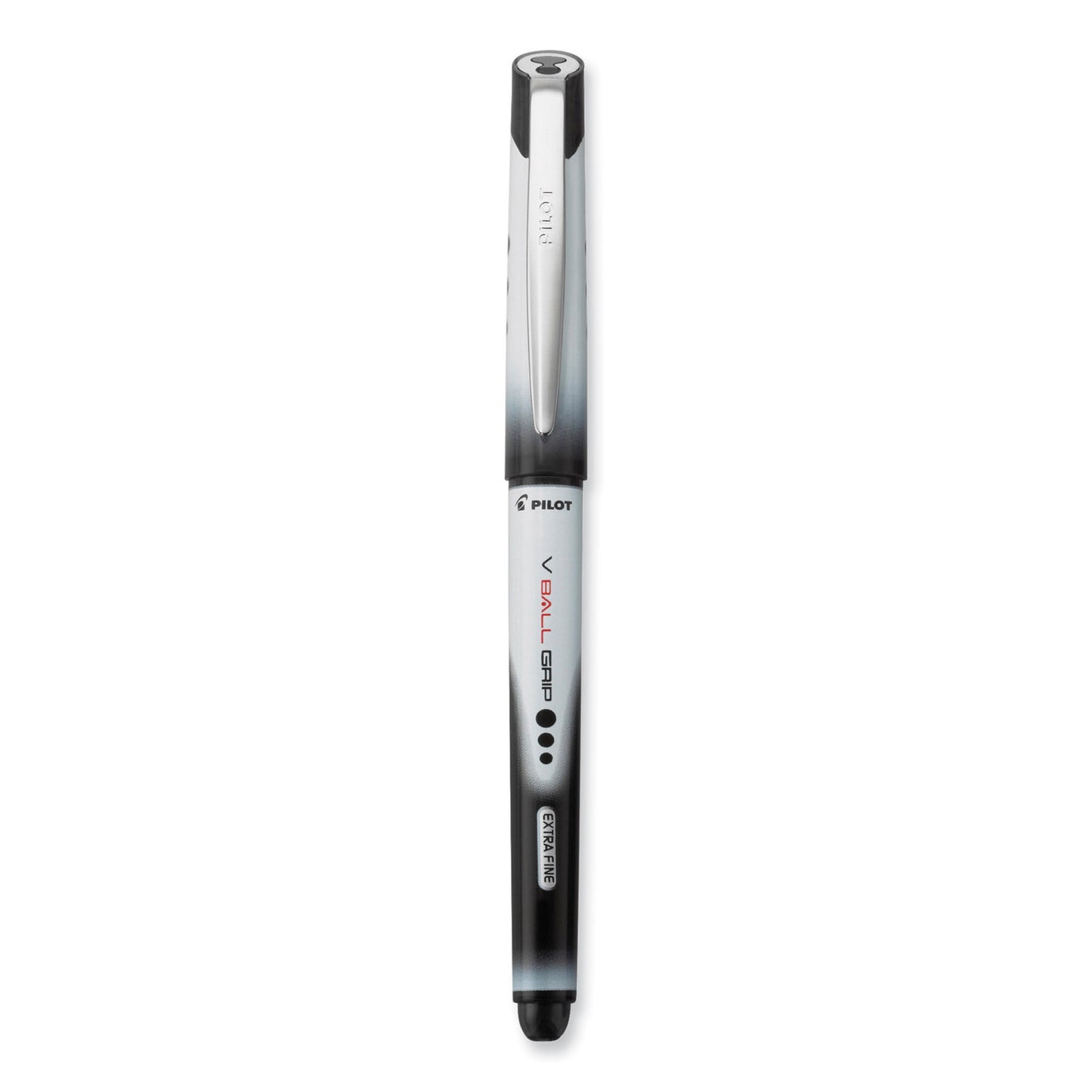 Pilot VBall RT Liquid Ink Roller Ball Pen, Retractable, Extra-Fine 0.5 mm, Black Ink, Black/White Barrel (26106)