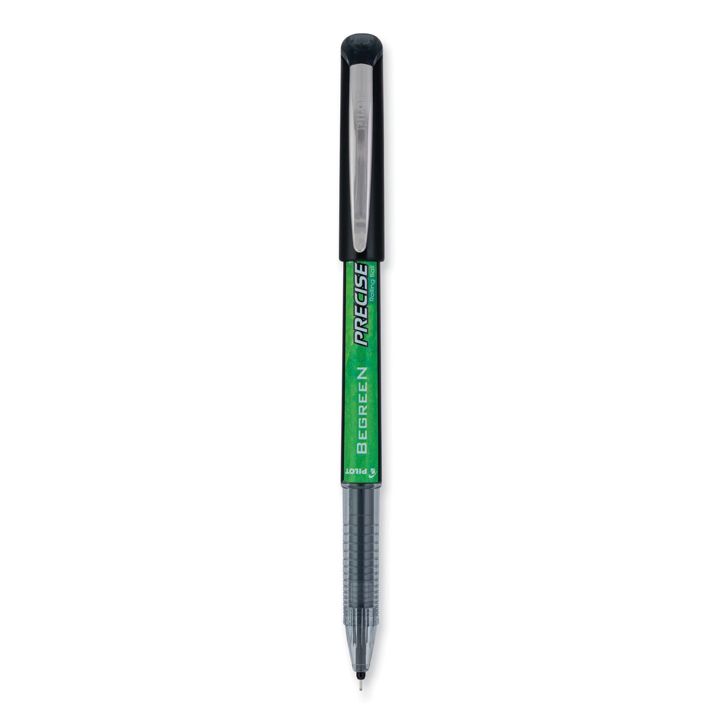 Pilot Precise V5 BeGreen Roller Ball Pen, Stick, Extra-Fine 0.5 mm, Black Ink, Black Barrel, Dozen (26300)