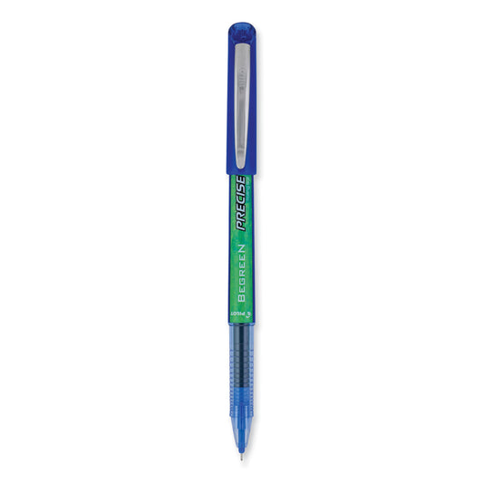 Pilot Precise V5 BeGreen Roller Ball Pen, Stick, Extra-Fine 0.5 mm, Blue Ink, Blue Barrel, Dozen (26301)