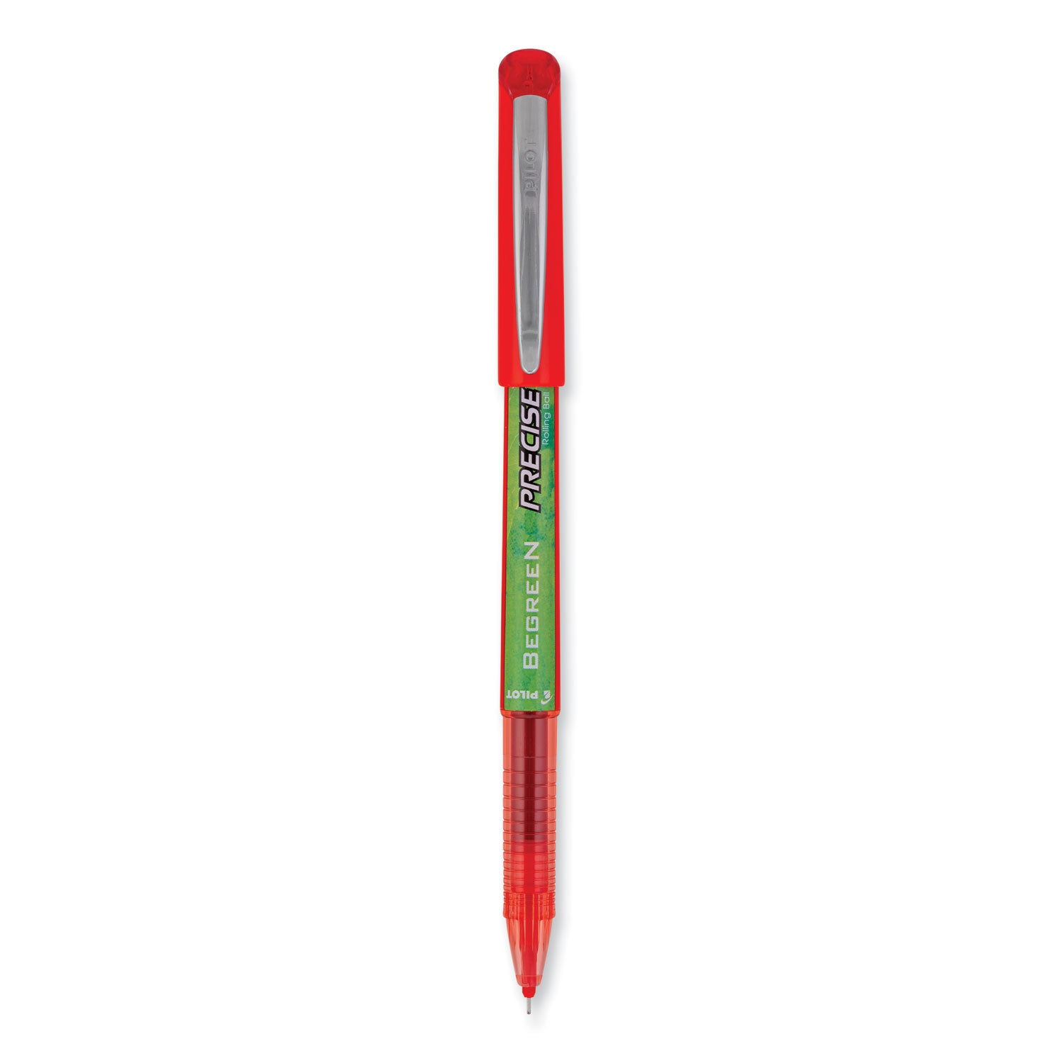 Pilot Precise V5 BeGreen Roller Ball Pen, Stick, Extra-Fine 0.5 mm, Red Ink, Red Barrel, Dozen (26302)