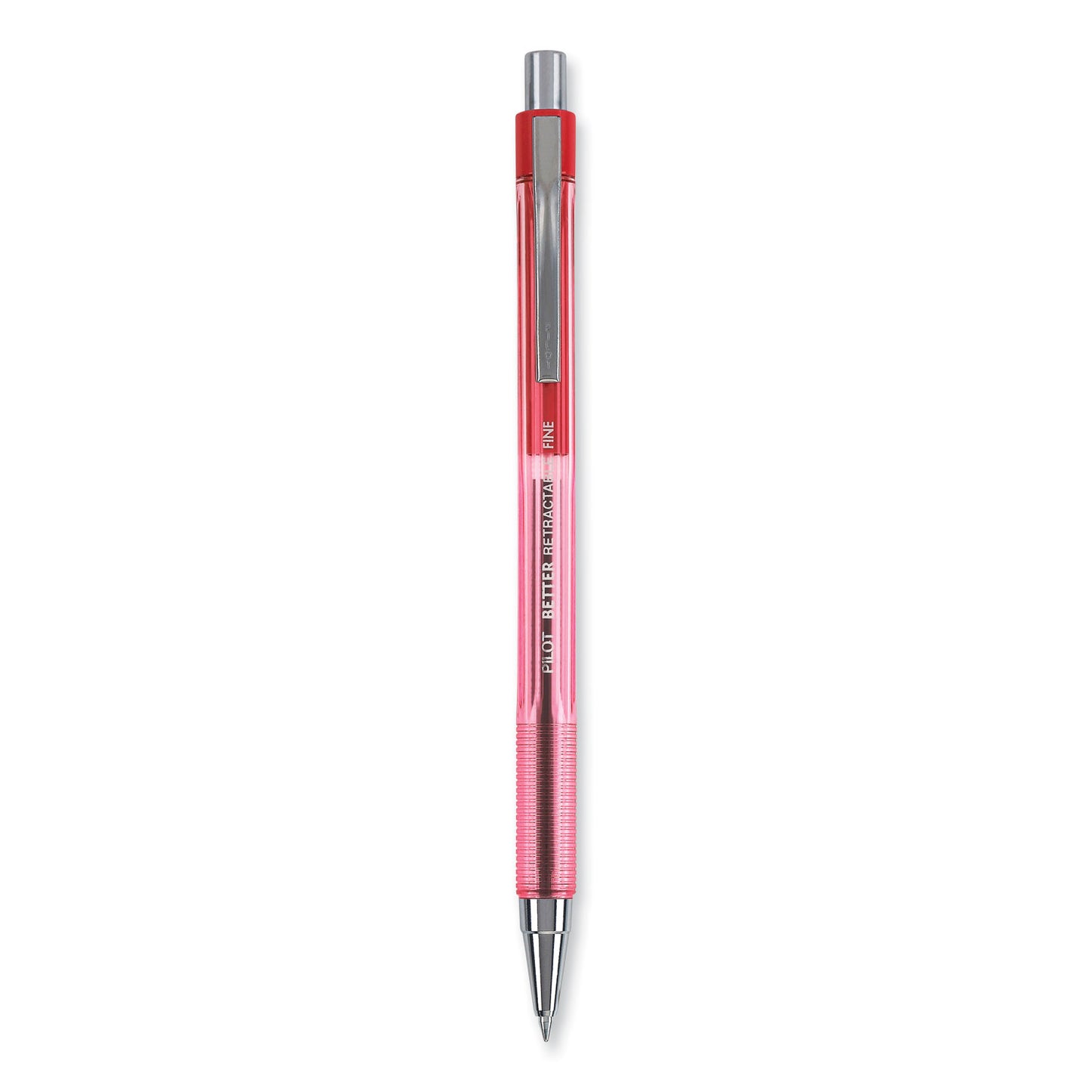 Pilot Better Ballpoint Pen, Retractable, Fine 0.7 mm, Red Ink, Translucent Red Barrel, Dozen (30002)