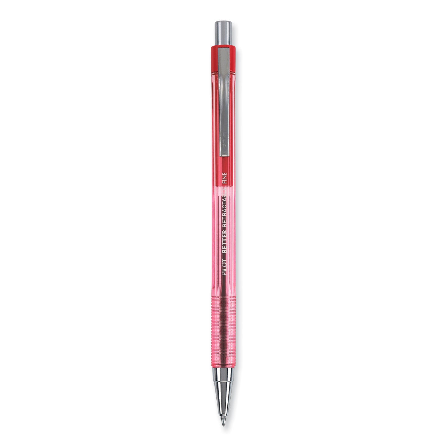 Pilot Better Ballpoint Pen, Retractable, Fine 0.7 mm, Red Ink, Translucent Red Barrel, Dozen (30002)