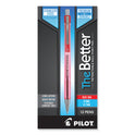 Pilot Better Ballpoint Pen, Retractable, Fine 0.7 mm, Red Ink, Translucent Red Barrel, Dozen (30002)