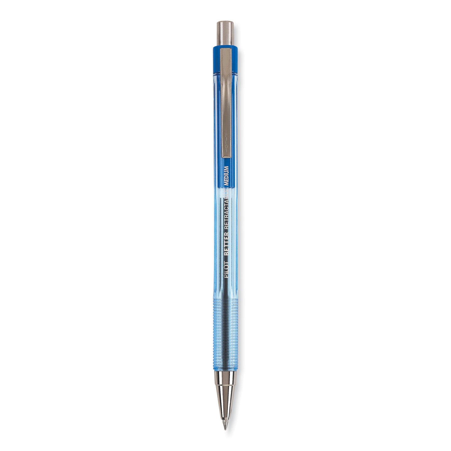 Pilot Better Ballpoint Pen, Retractable, Medium 1 mm, Blue Ink, Translucent Blue Barrel, Dozen (30006)