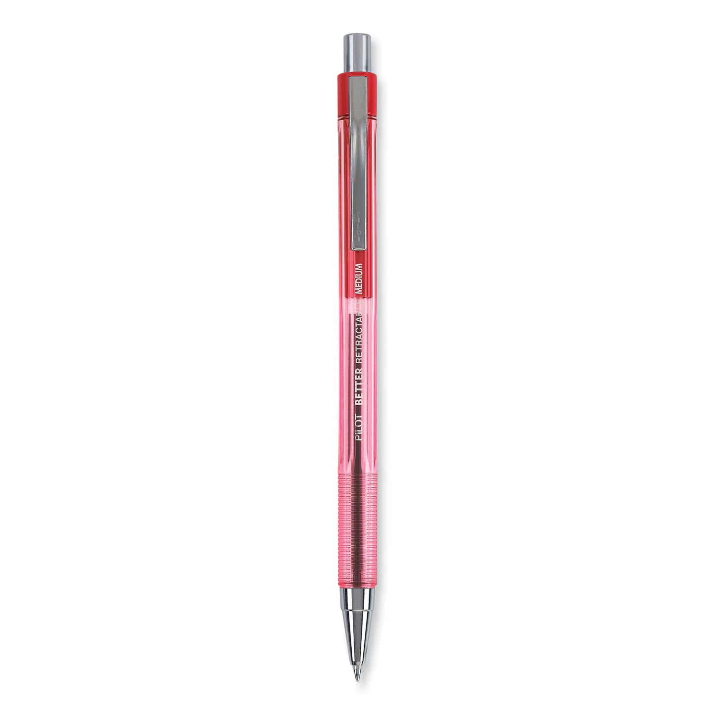 Pilot Better Ballpoint Pen, Retractable, Medium 1 mm, Red Ink, Translucent Red Barrel, Dozen (30007)