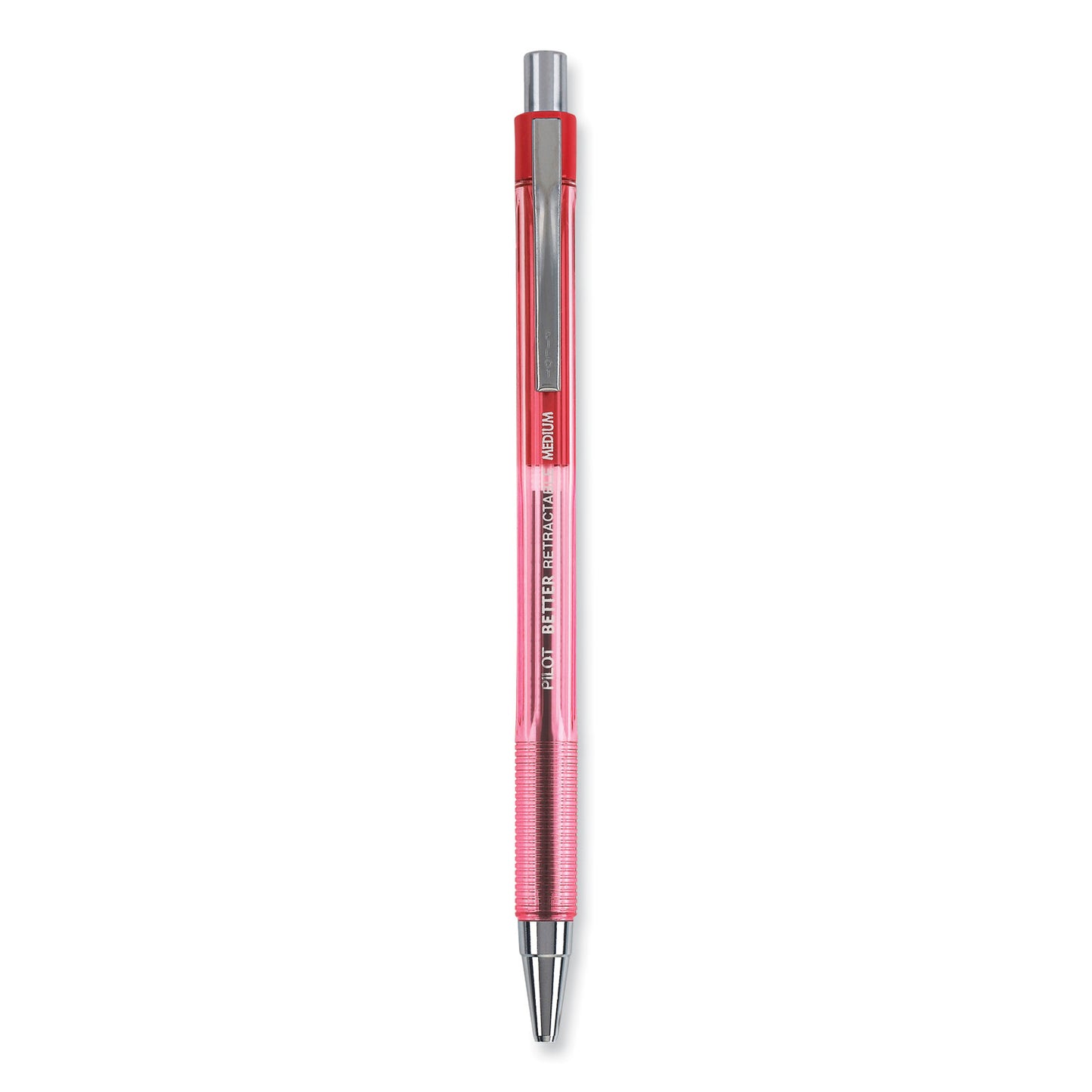 Pilot Better Ballpoint Pen, Retractable, Medium 1 mm, Red Ink, Translucent Red Barrel, Dozen (30007)