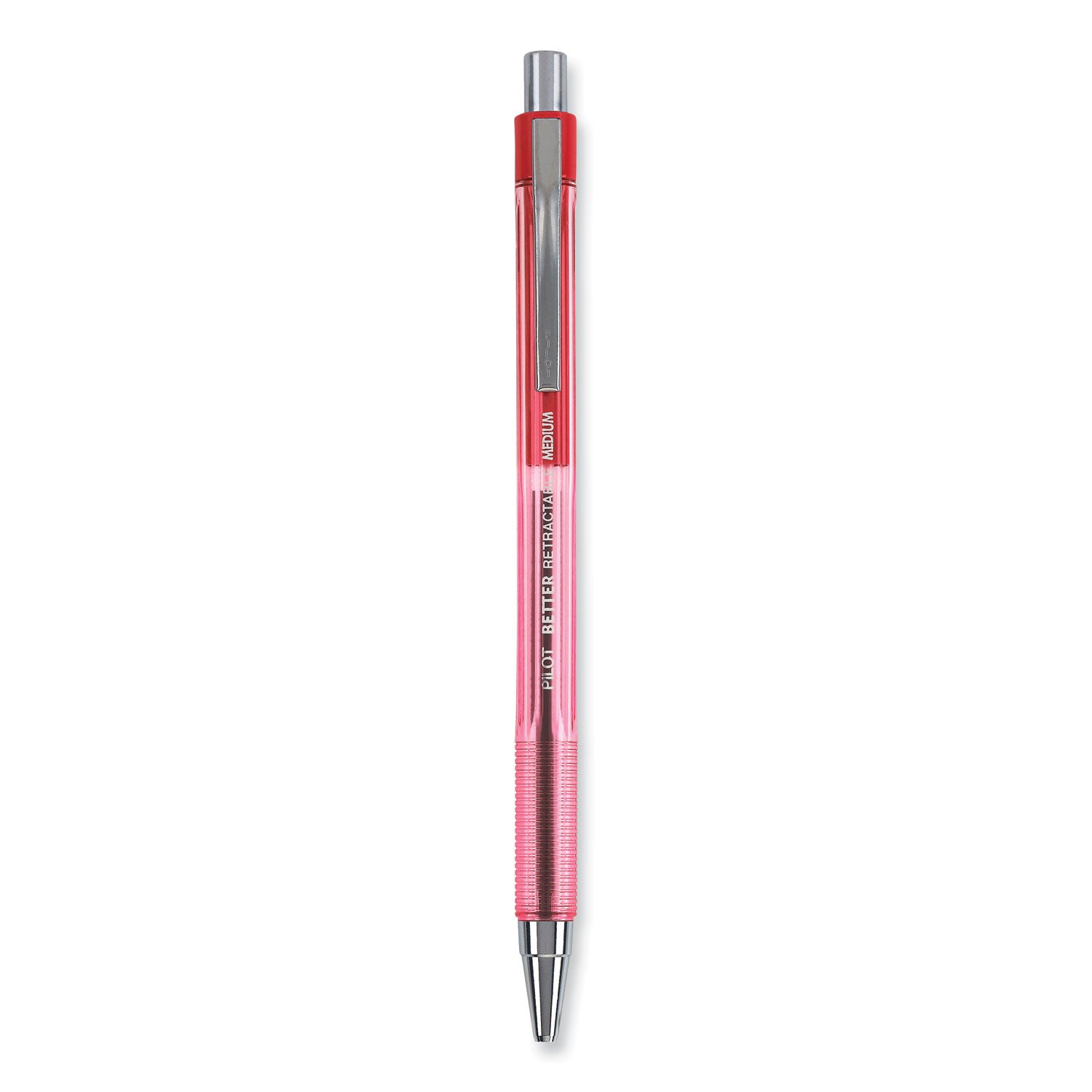 Pilot Better Ballpoint Pen, Retractable, Medium 1 mm, Red Ink, Translucent Red Barrel, Dozen (30007)