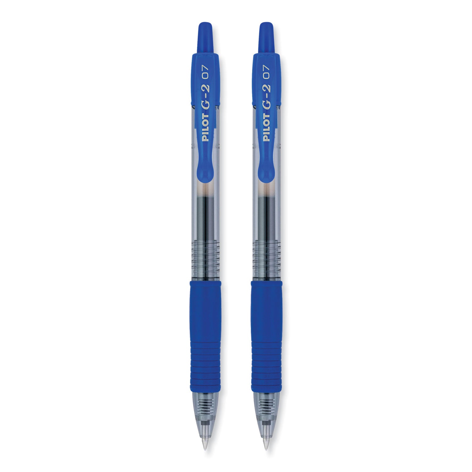 Pilot G2 Premium Gel Pen, Retractable, Fine 0.7 mm, Blue Ink, Smoke/Blue Barrel, 2/Pack (31032)