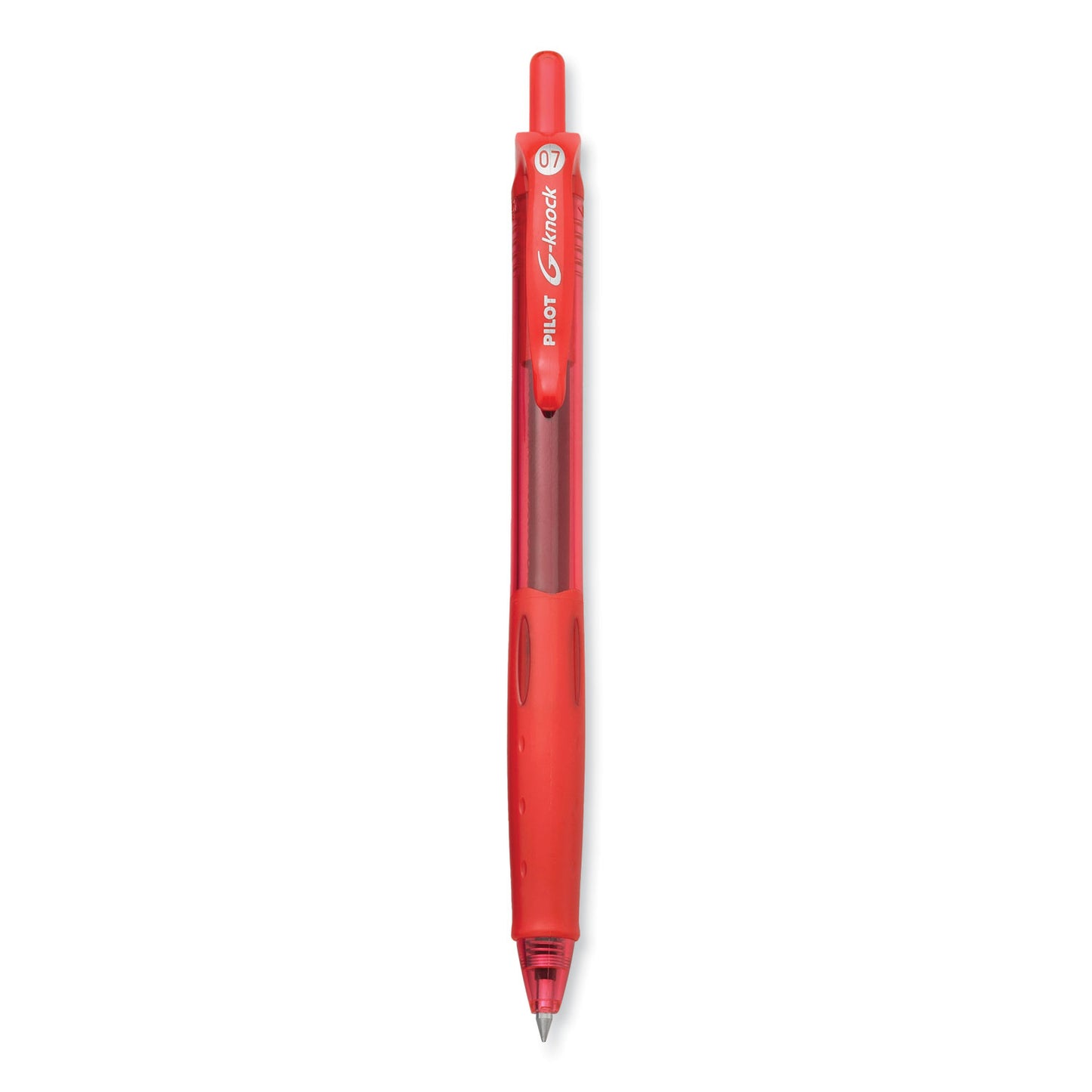 Pilot G-Knock BeGreen Gel Pen, Retractable, Fine 0.7 mm, Red Ink, Translucent Red/Red Barrel, Dozen (31508)