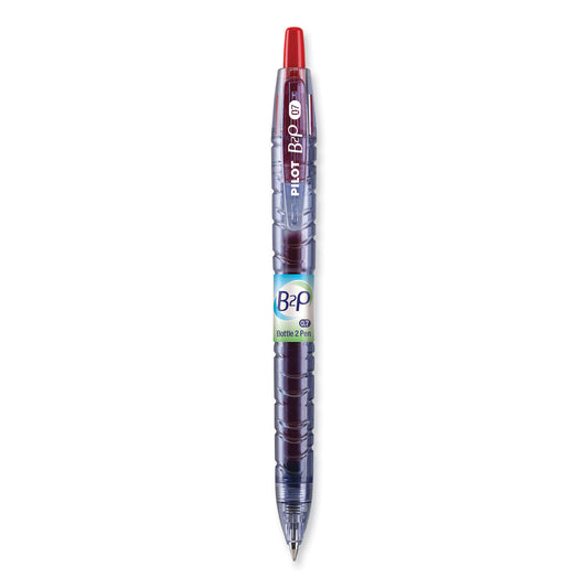 Pilot B2P Bottle-2-Pen Recycled Gel Pen, Retractable, Fine 0.7 mm, Red Ink, Translucent Blue Barrel (31602)