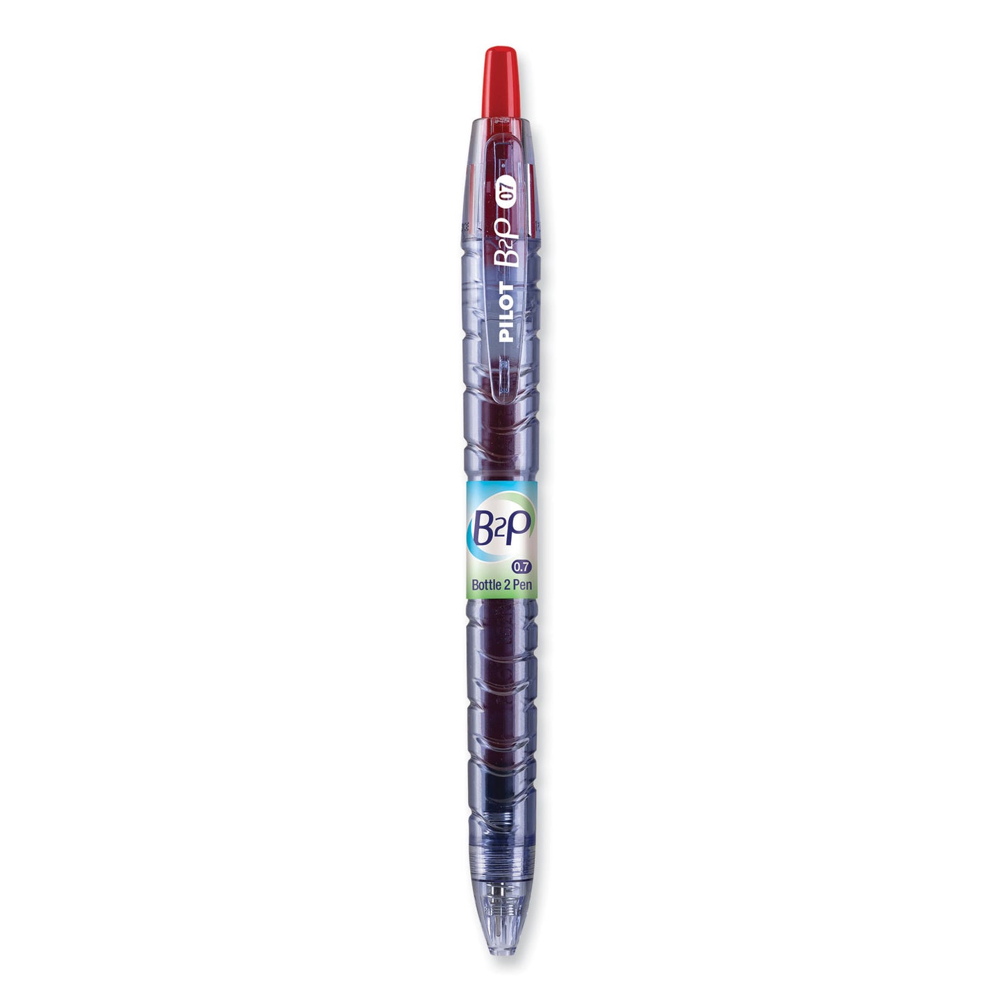 Pilot B2P Bottle-2-Pen Recycled Gel Pen, Retractable, Fine 0.7 mm, Red Ink, Translucent Blue Barrel (31602)