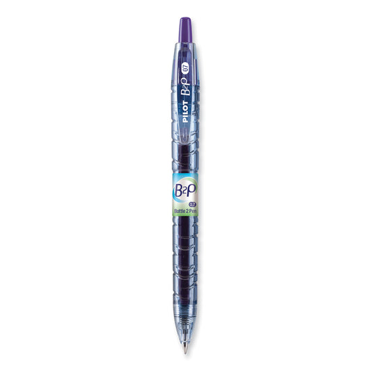 Pilot B2P Bottle-2-Pen Recycled Gel Pen, Retractable, Fine 0.7 mm, Purple Ink, Translucent Blue Barrel (31622)