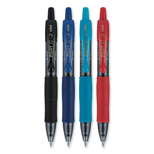 Pilot G2 Mini Gel Pen, Retractable, Fine 0.7 mm, Assorted Ink and Barrel Colors, 4/Pack (31737)