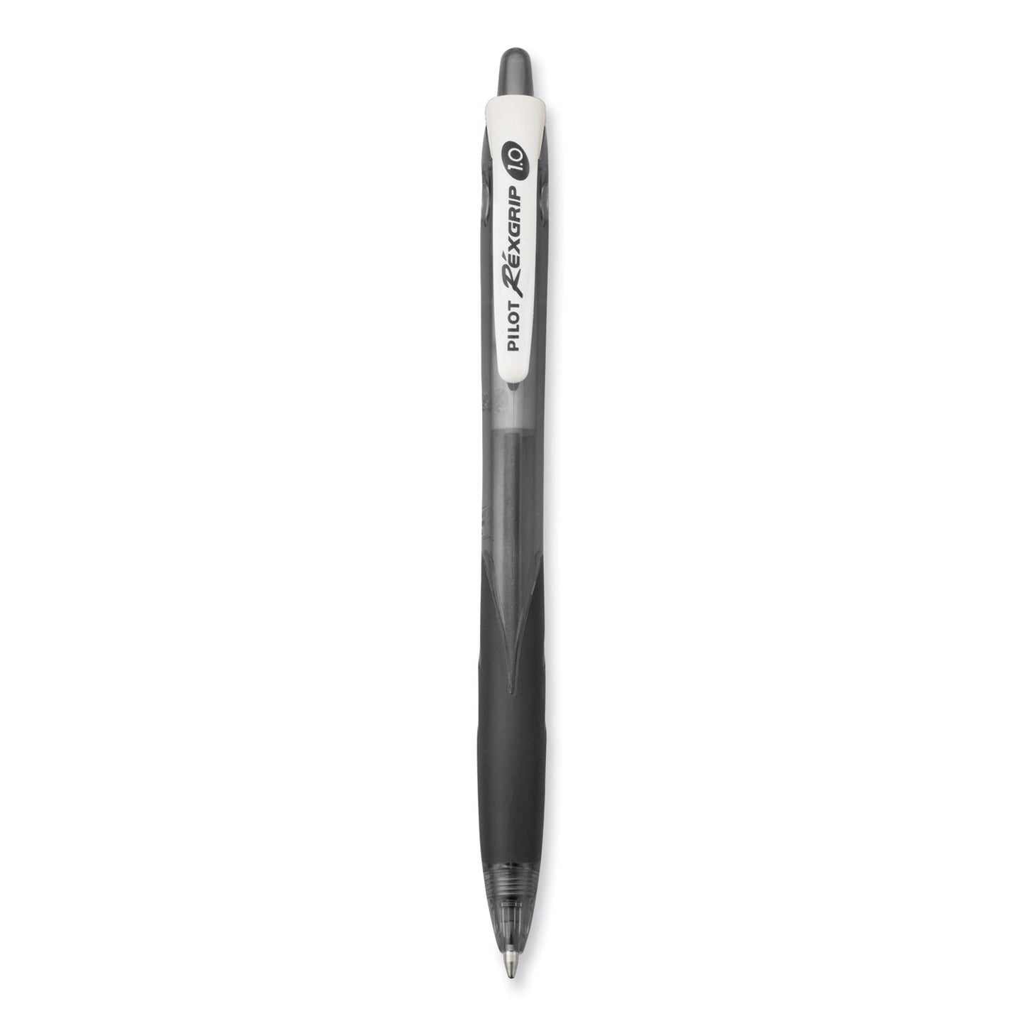 Pilot RexGrip BeGreen Ballpoint Pen, Retractable, Medium 1 mm, Black Ink, Smoke/Black Barrel, Dozen (32370)