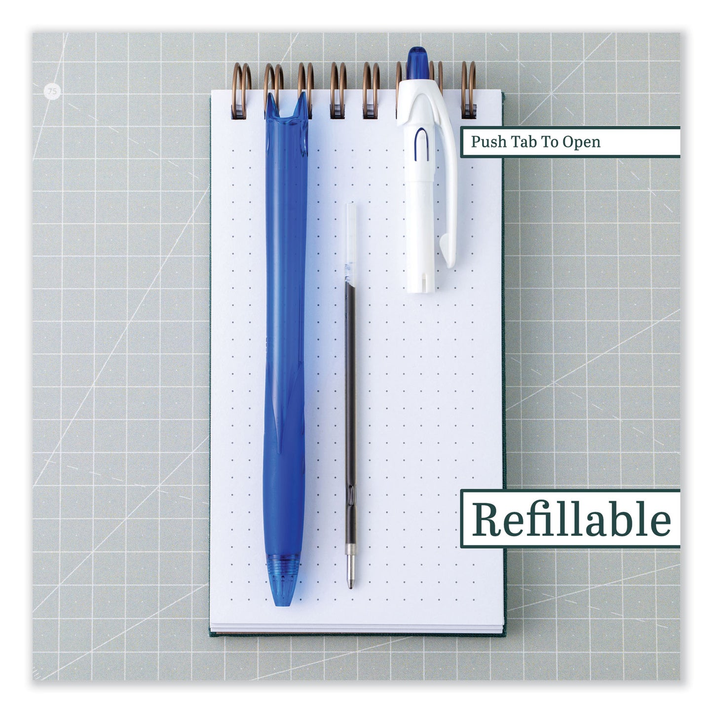 Pilot RexGrip BeGreen Ballpoint Pen, Retractable, Medium 1 mm, Blue Ink, Translucent Blue Barrel, Dozen (32371)